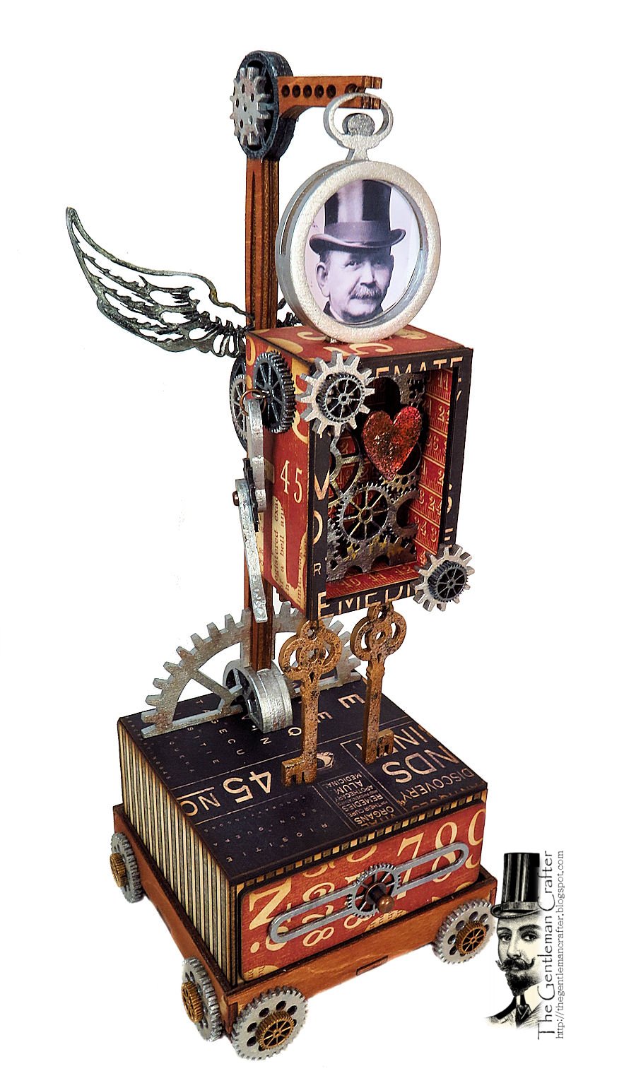 Image of Steampunk Mixed Media Figure on Stand