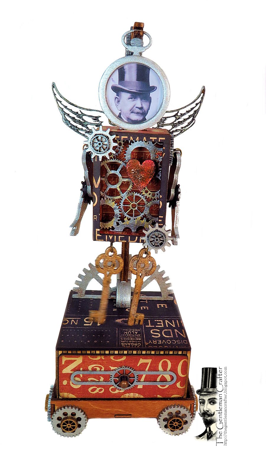 Image of Steampunk Mixed Media Figure on Stand