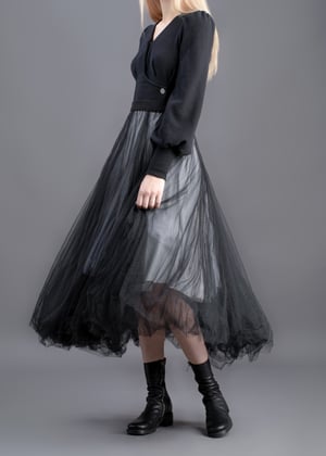 Image of Quadruple Layered Tulle Skirt  Black & White