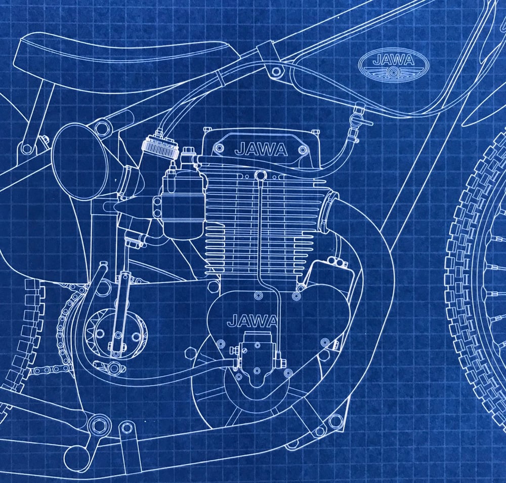 Image of Jawa 500DT Speedway Giclee Blueprint