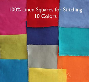 Image of Linen Fabric Square for Crewel Embroidery - Electric Blue