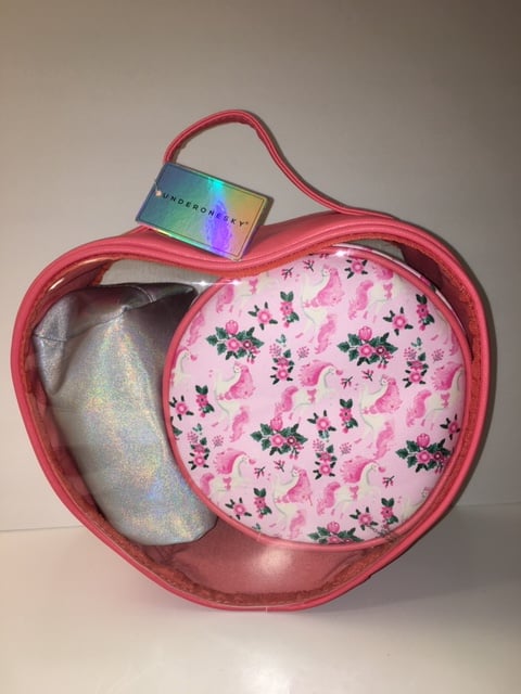 Image of Under One Sky 3 Piece Makeup Travel Set-Heart Shaped 