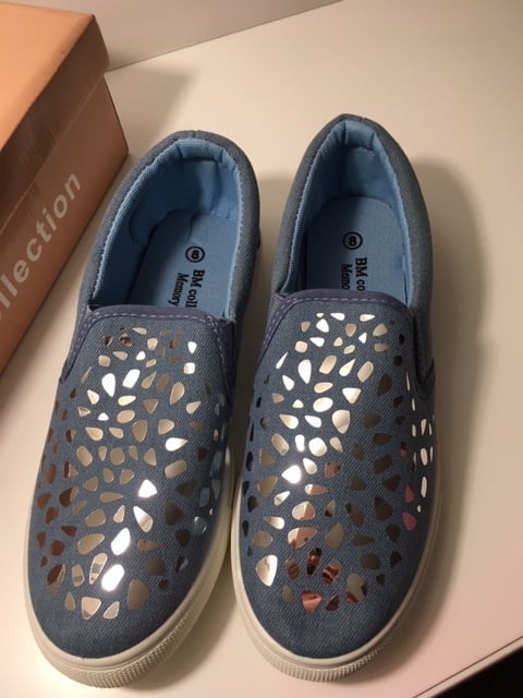 Image of Women's Denim Slip On Shoes With Sequins By BM Collection