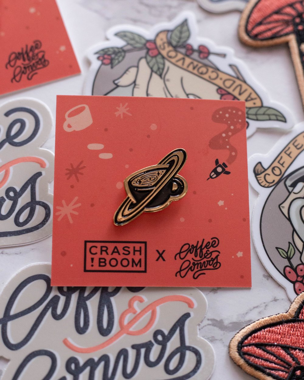 Image of Coffee Orbit Pin by CrashBoomDesigns! for C&C