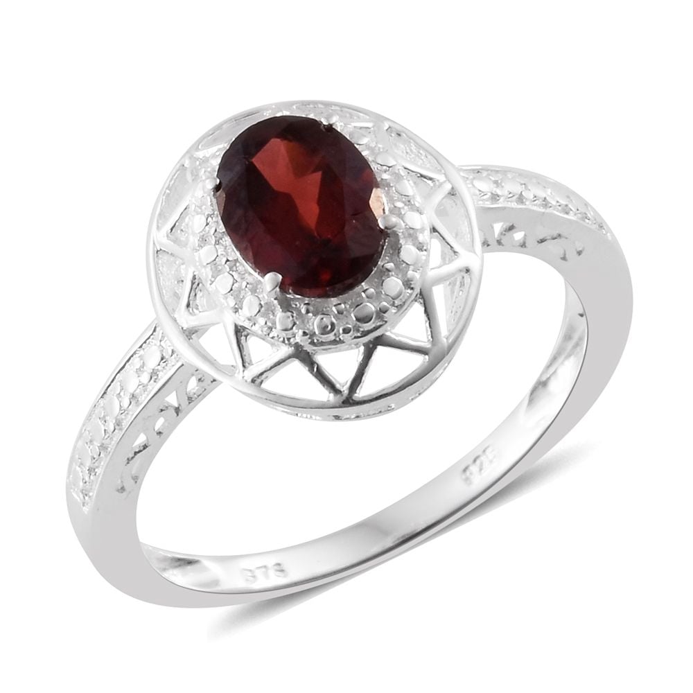 Image of Mozambique Garnet Sterling Silver Solitaire Ring Size 7 With TGW 1.40 cts.