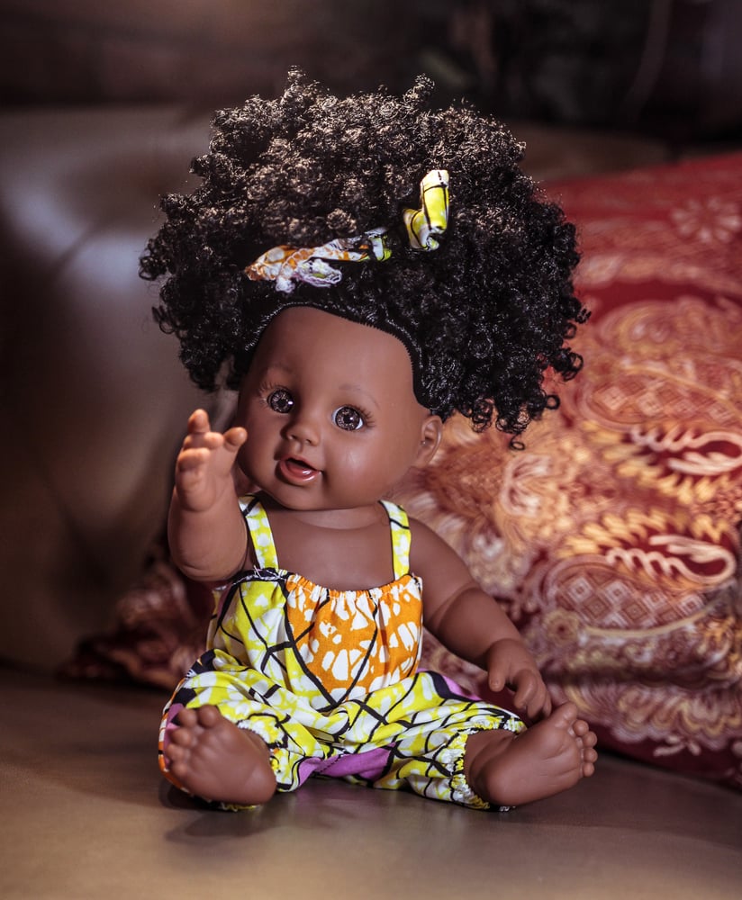 Image of Beautiful Black Doll Malaika toy Doll | African American| Soft Vinyl Made| Child simulation | 