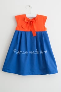 Orange and electric blue dress