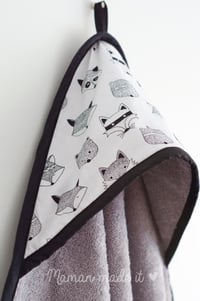 Hooded towel & two washcloths set - silver fox