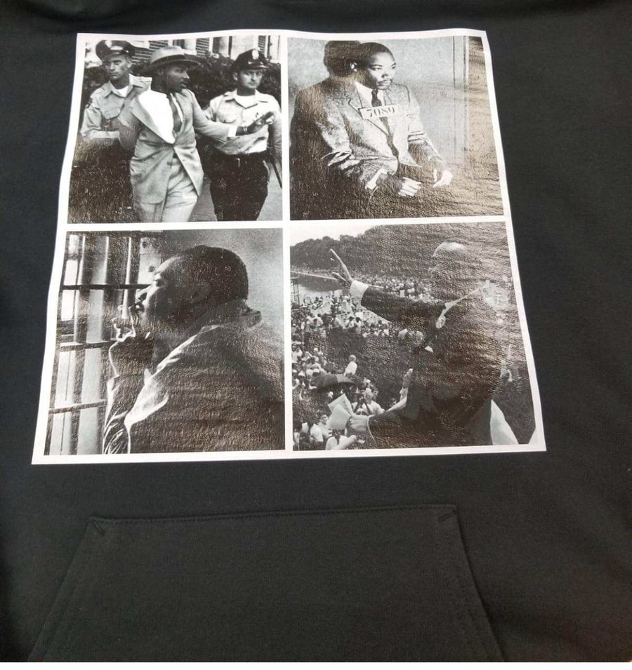 Image of MARTIN LUTHER KING JR COLLAGE PICTURE WITH MLK QUOTE ON THE BACK