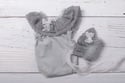 Alessia greyish blue romper or bonnet / two sizes