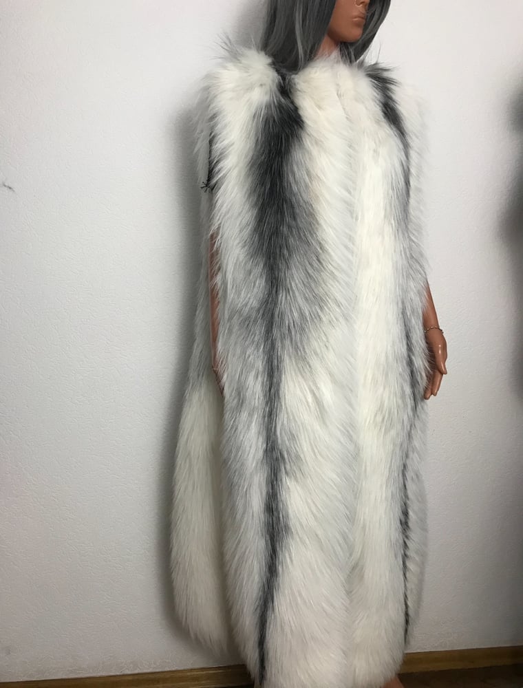 Floor length fur vest hot sale