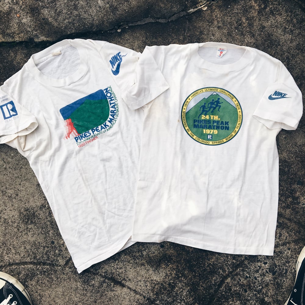 Image of 1979, 1980 Nike Pikes Peak Marathon Tees.