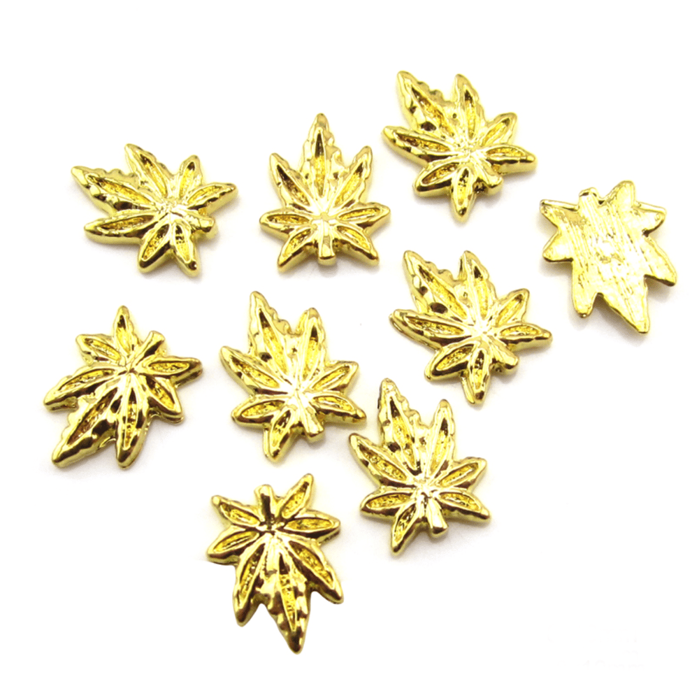 Image of Gold Weed Leaf 3D Nail Charm
