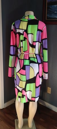 Image 2 of PLUS SIZE COLORED LONG SLEEVE BUTTON UP SHIRT DRESS