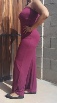 Image 2 of BURGUNDY HALTER WIDE LEG JUMPSUIT