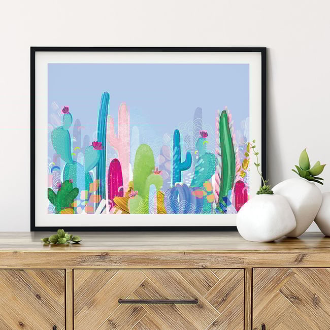 Cactus Fields - Art Print - BLUE