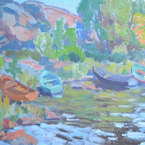 Image of Mid-Century Landscape,' Rowing Boats,'