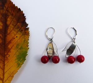 Image of Les Cerises - Boucles Cerises Rouges - Plaqué Argent