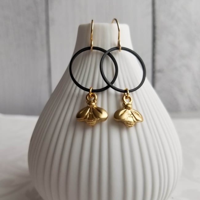 Golden Honey Bee Earrings