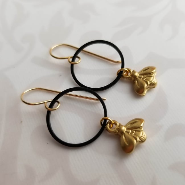 Golden Honey Bee Earrings