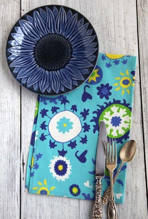 Image of Turquoise Mod Suzani Tea Towel - FREE SHIPPING