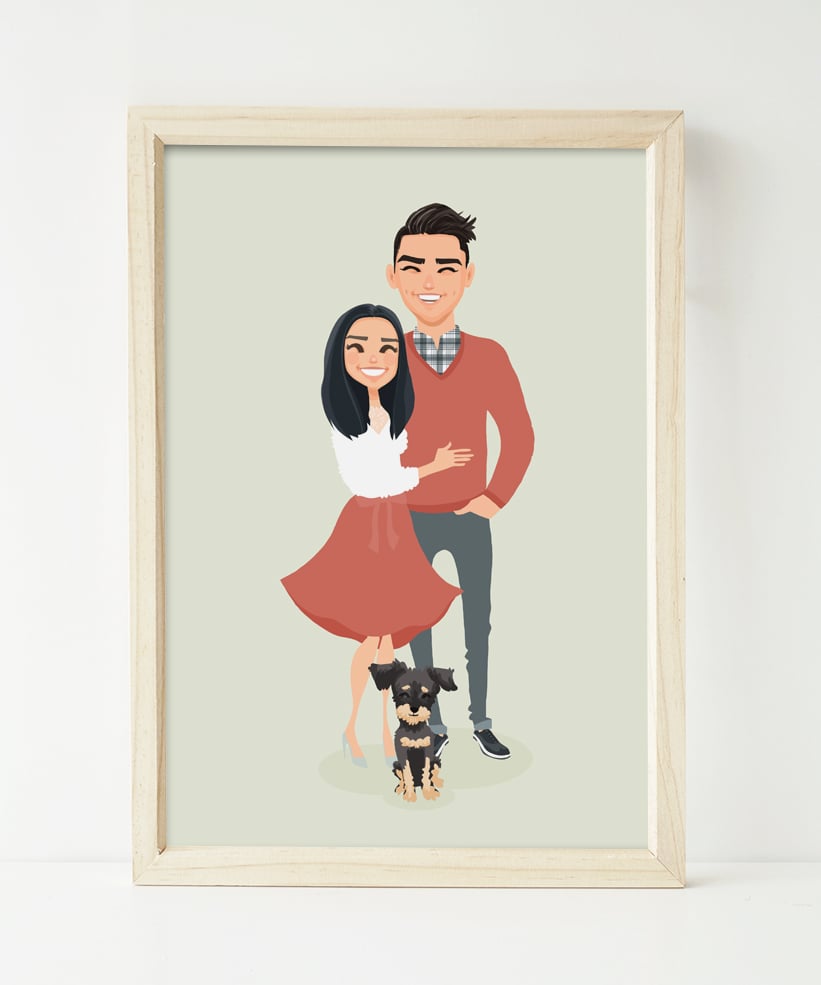 Image of Couple and dog custom portrait