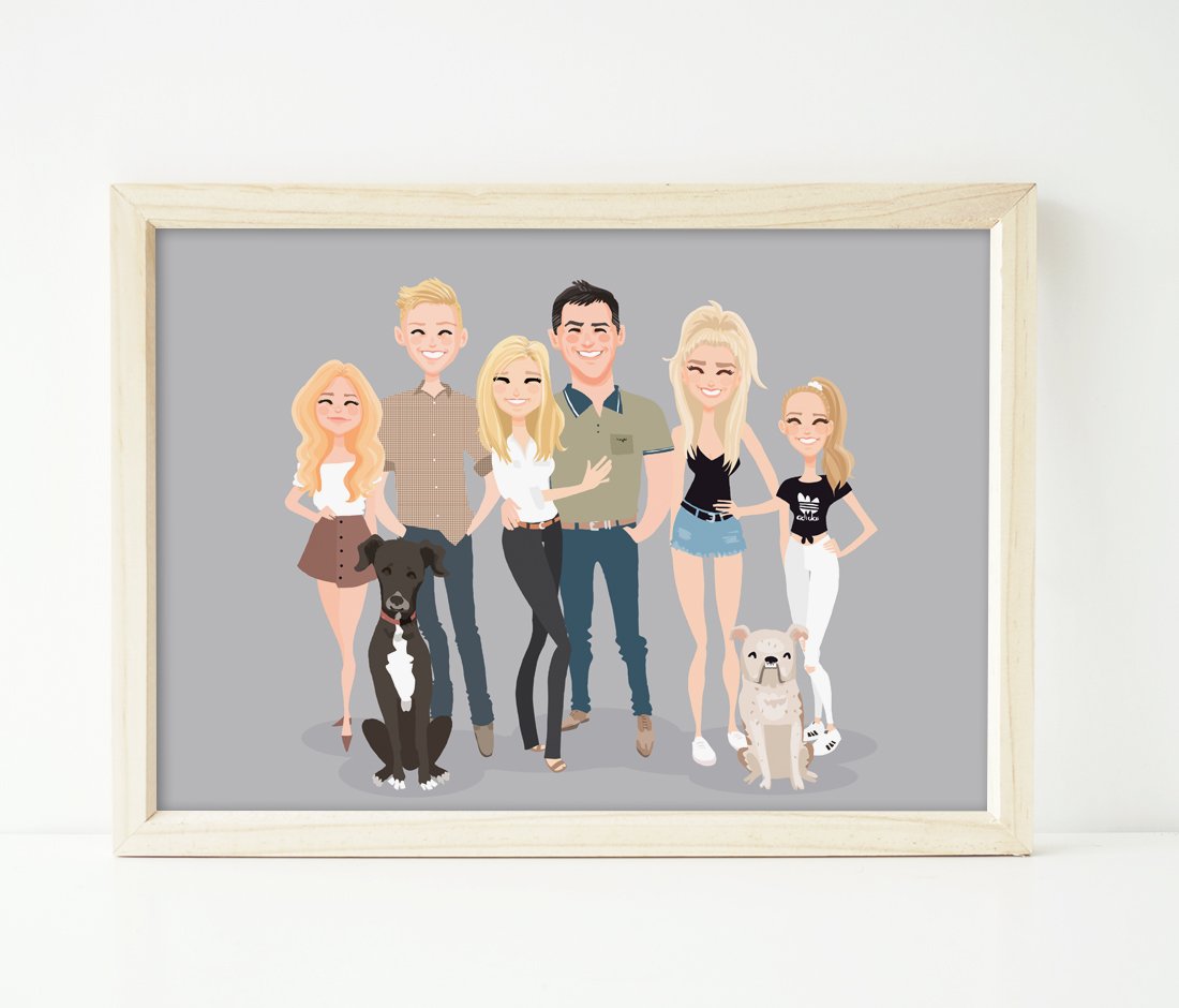 Image of Family of 6 custom portrait