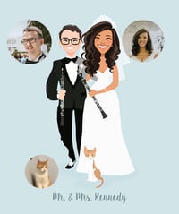 Image 2 of Couple in wedding attire with cat