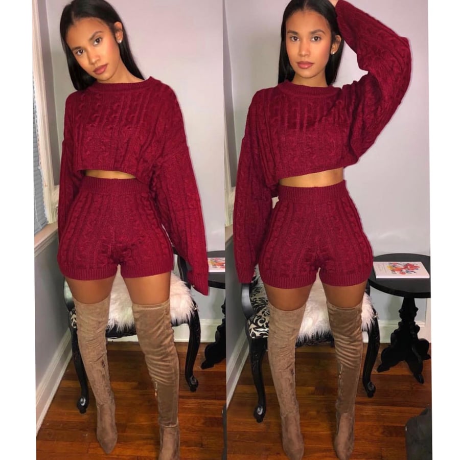 Image of Tara Burgundy sweater set 
