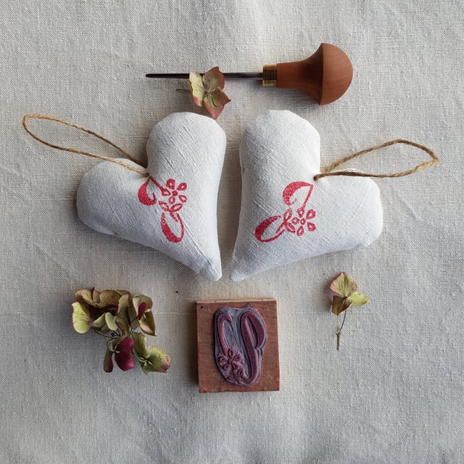 Printed Monogram Hearts - Red