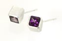 Sterling cube studs set Rhodolite Garnets