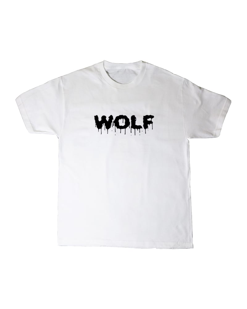 Image of The White/Black "Drippy" Wolf Tee