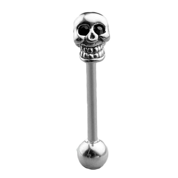 Image of Gothic Skull Stainless Steel Tongue Barbell