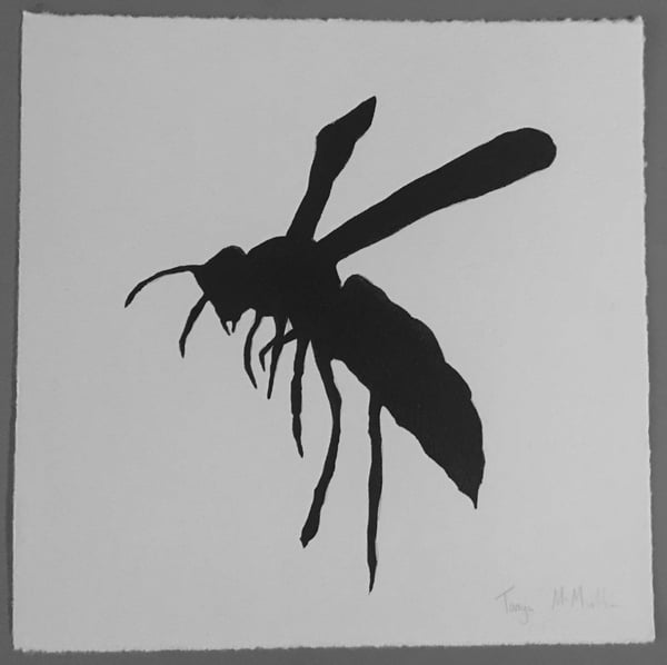 Image of Common wasp - Signed pen and ink drawing
