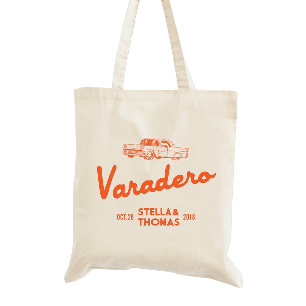 Image of Customizable Old Fashion Car Wedding Welcome Tote Bag