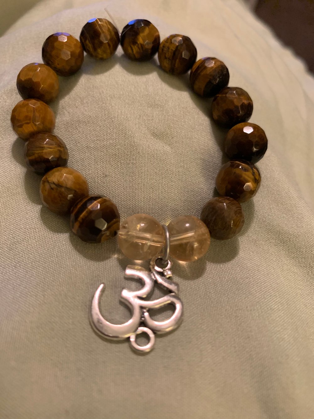 Image of Tigers Eye and Citrine OM charm bracelet 