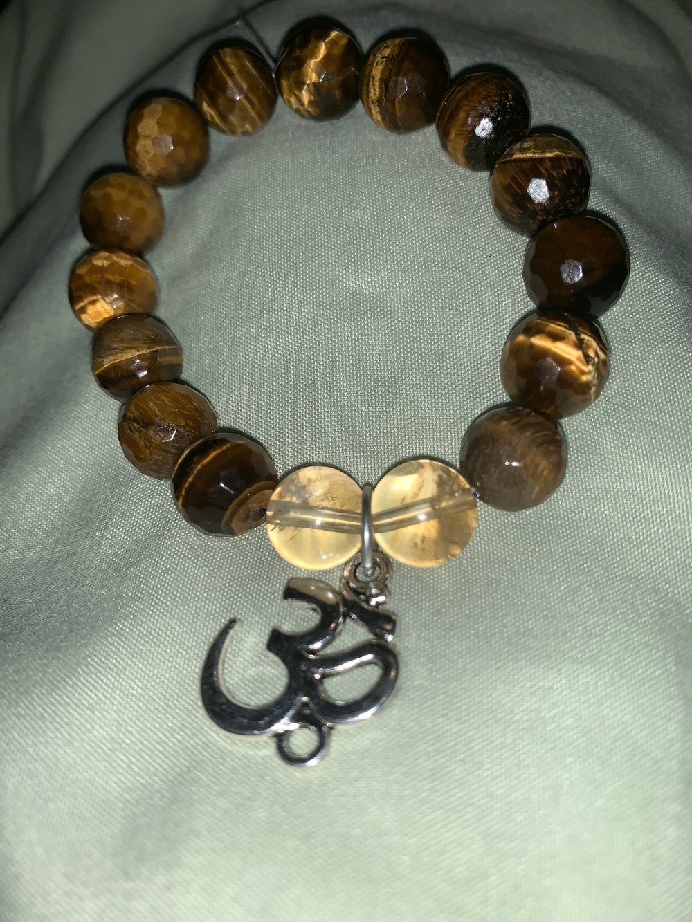 Image of Tigers Eye and Citrine OM charm bracelet 