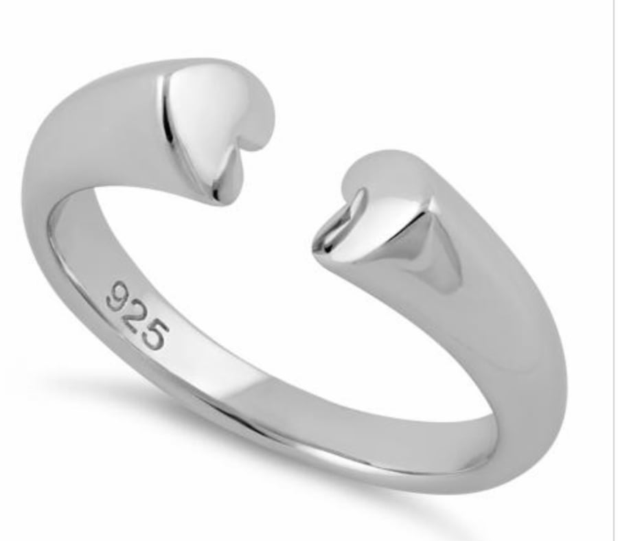 Image of Sterling Silver Heart to Heart Ring 