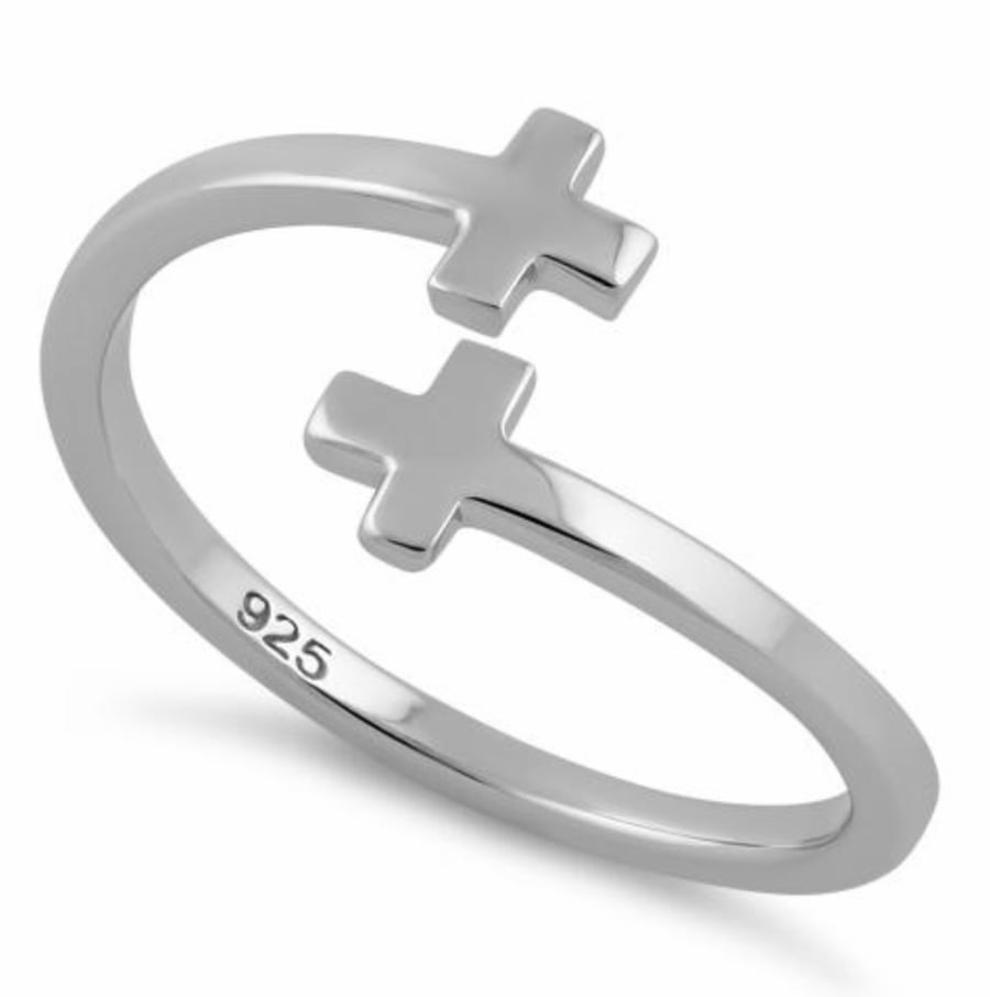 Image of  Sterling Silver Double Crossed Ring 