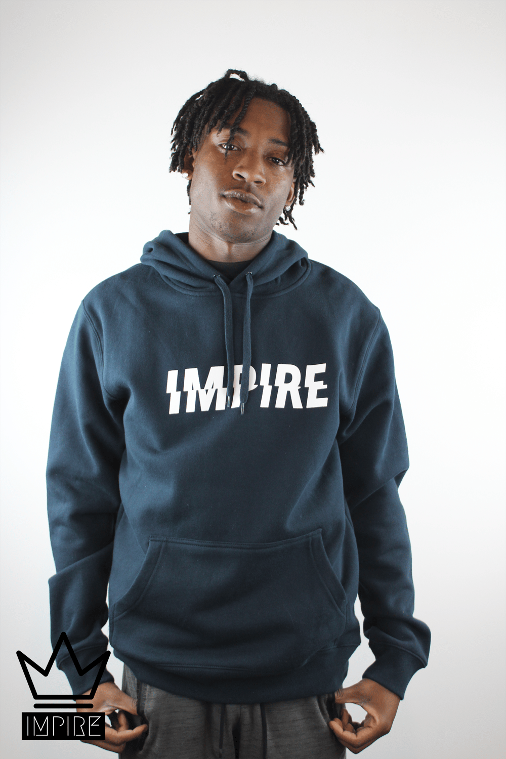 Image of GLITCH HOODIE (NAVY/WHITE)