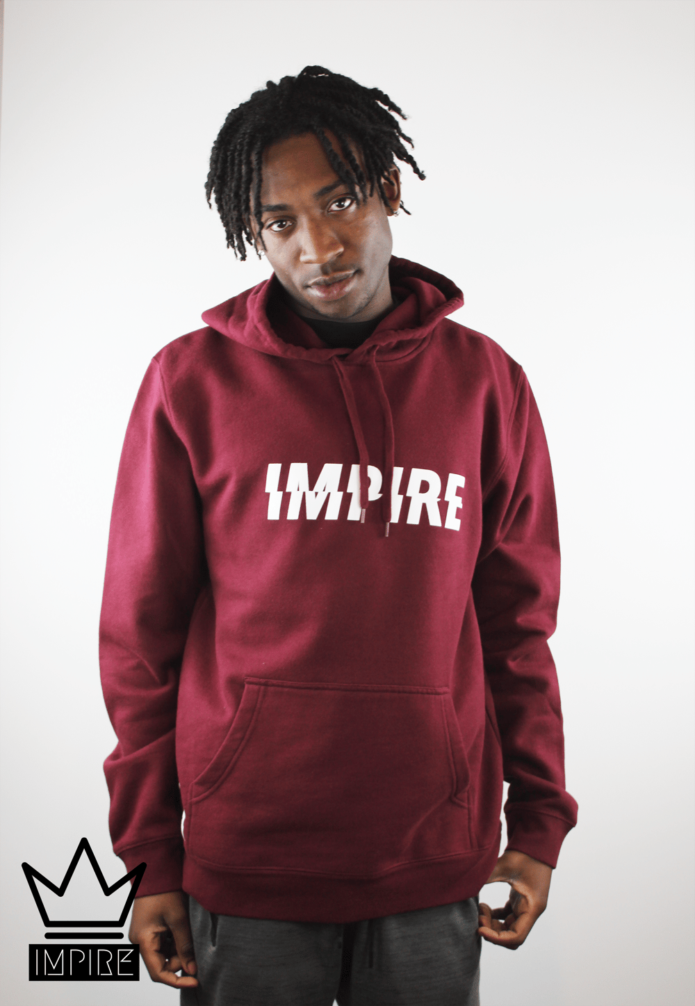 Image of GLITCH HOODIE (BURGUNDY/WHITE)