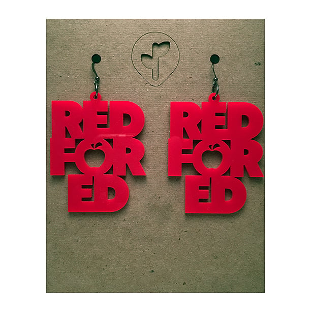 Image of red for ed / earring / acrylic