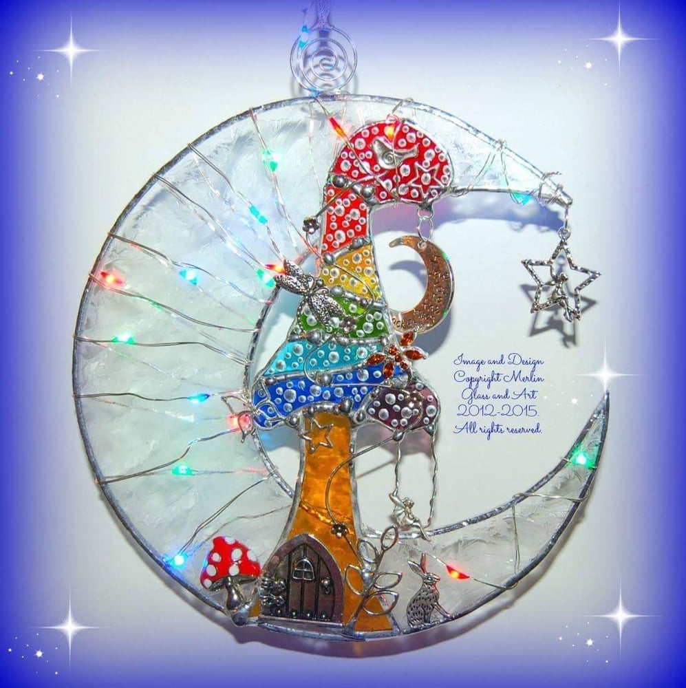 Image of Rainbow Toadstool Moon - Made to order