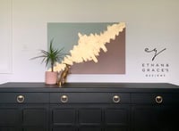 Image 1 of A green dusky pink & gold leaf canvas made by Ethan & Grace’s