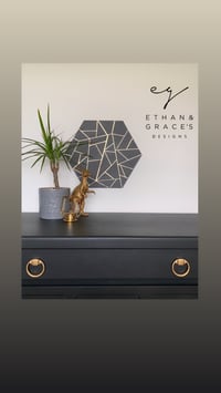 Image 1 of Dark grey and gold leaf canvas designed by Ethan & Graces 