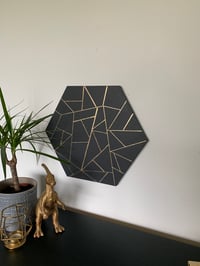 Image 3 of Dark grey and gold leaf canvas designed by Ethan & Graces 