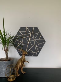 Image 2 of Dark grey and gold leaf canvas designed by Ethan & Graces 