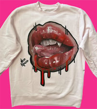 Image 2 of “HOT BLOOD” CUSTOM PAINTED PULLOVER SWEATSHIRT MEDIUM