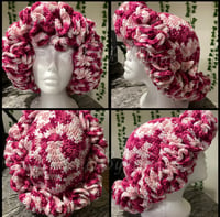 Crochet Ruffle Hat- Pink Camo 