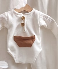 Image 2 of Newborn boy bodysuit for photoshoot | Adrien| off white